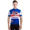 SOUDAL Quick-Step Men’s Cycling Jersey - Breathable & Moisture-Wicking, Short Sleeve, Zip-Up, T-Rex Dinosaur Graphic, Blue & White Geometric