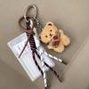 Y2K Braided Rope Bag Pendant High-grade Cute Plush Bear Keychain Pendant With Card Holder Fashion Bag Accessories for Women Girl