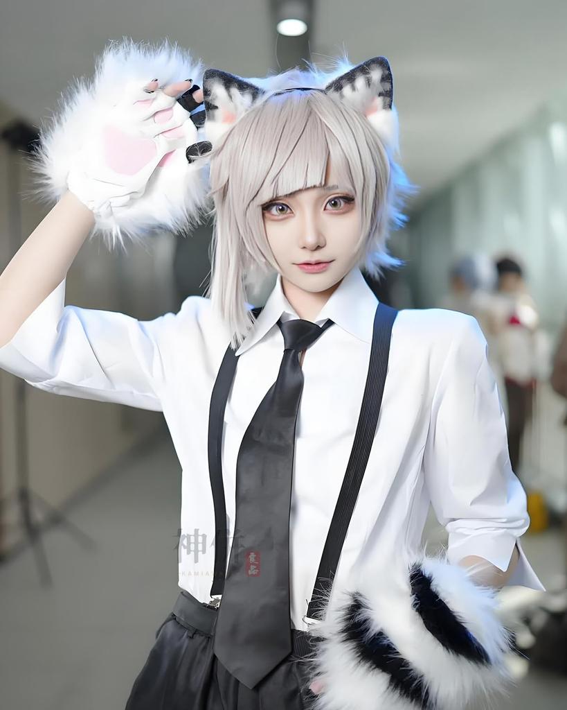 Nakajima Atsushi Cosplay Costume with Wig Moonlight Beast Stray Adult Size Perfect for Fancy Cultural and Stage Performances Nakajima Atsushi cosplay