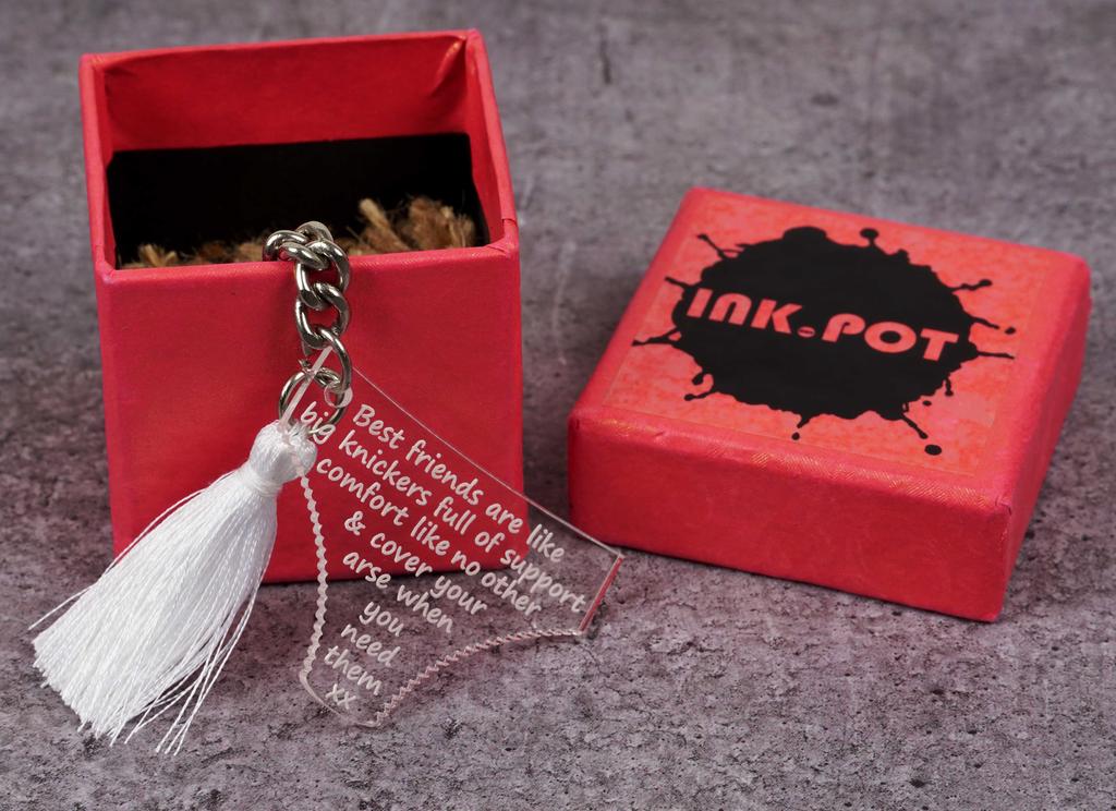 Inkdotpot Key Chain For BFF Engraved Acrylic Key Holder Housewarming Gift