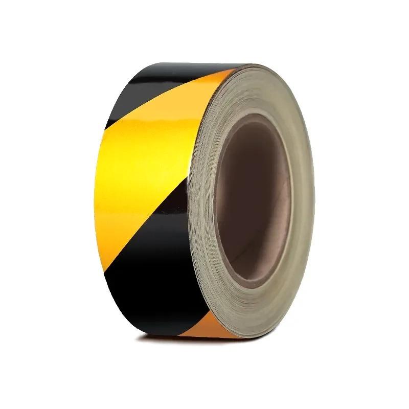 5cm/10cm Traffic Sign Ground Safety Stickers Reflective Tape Reflective Warning Tape Black and Yellow Diagonal Reflective Tape