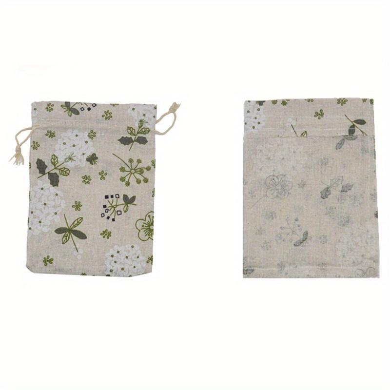 1Set/20pcs printed drawstring bag, holiday candy bag, Valentine's Day reusable jewelry bag, wedding party and DIY craft packaging (green leaf)