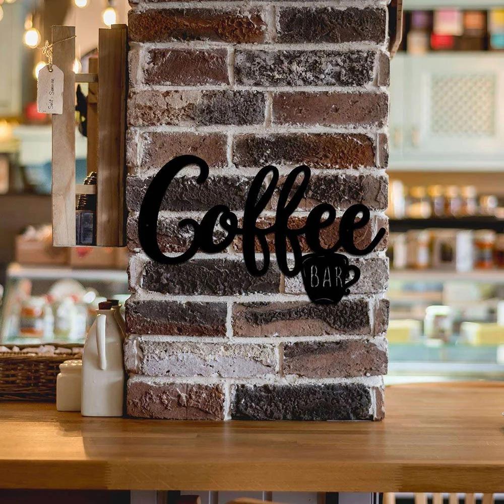 1pc Coffee Hanging Wall Sign – Metal Wall Decor with Coffee Cup Design, Black Wall Art for Coffee Bar, Stylish Home Decoration