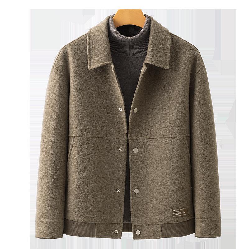 Men's Double-sided Tweed Jacket Thickened Woolen Short Cashmere Jacket Autumn and Winter Casual