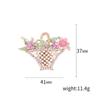 Blucome Hollow-out Diamond Flower Basket Brooch Color Retention Electroplating Brooch Fashion Pearl Clothing Wearing Pin