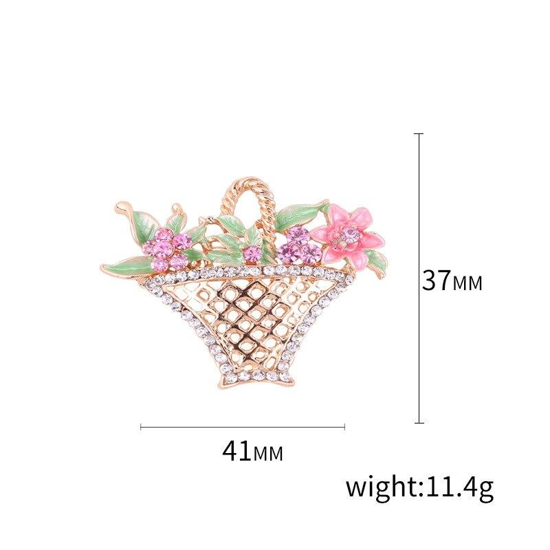 Blucome Hollow-out Diamond Flower Basket Brooch Color Retention Electroplating Brooch Fashion Pearl Clothing Wearing Pin