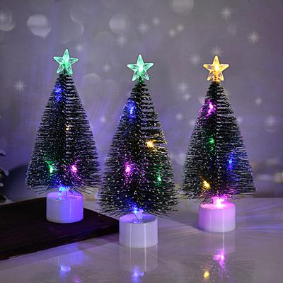 1/3 adet Aydınlık Noel Ağacı Mini Masaüstü Süsleri Noel Ev Dekorasyonu Yeni Yıl Noel Partisi Hediye Malzemeleri