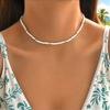 Simple Classic Creative Round Beads Rice Beads Woven Neck Necklace Vacation Wind Beaded Contrasting Color Necklace Collarbone Chain Women