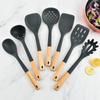 Silicone Kitchen Utensil Set with Wooden Handles