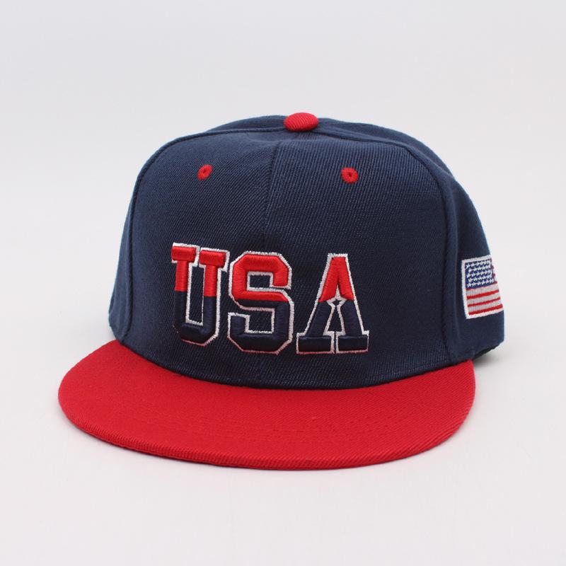 USA Flag Embroidered Flat Brim Snapback Hat, Adjustable American Patriotic Baseball Cap for Men Women