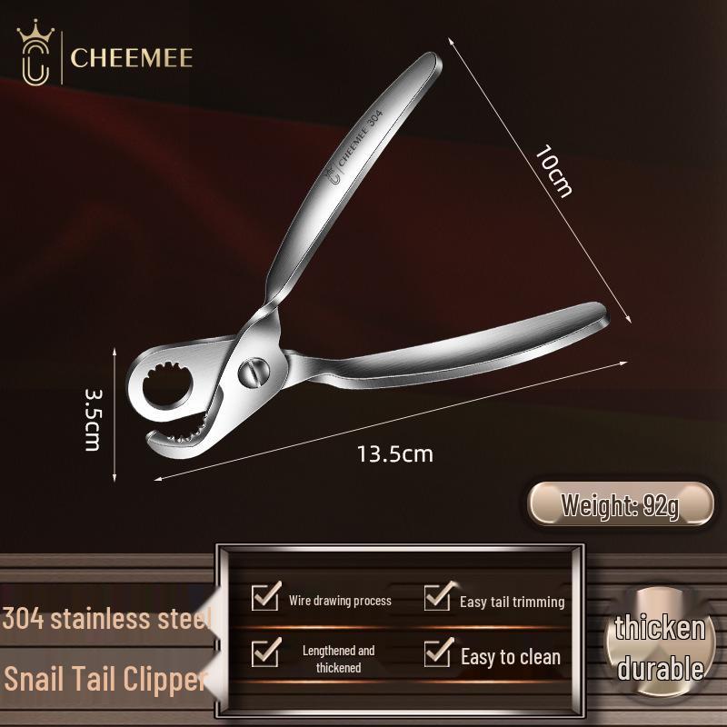 Stainless Steel Non-Slip Snail Shell Opener & Tail Cutter Pliers New/High-end Snail Cutter [304 Stainless Steel]