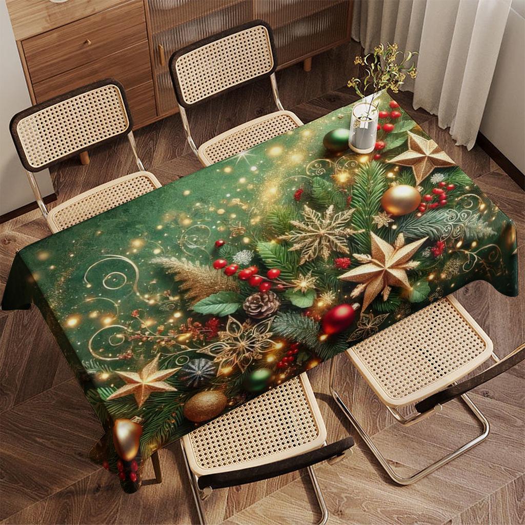 Christmas Floral Pattern Tablecloth Restaurant Kitchen Tablecloth Living Room Home Decoration Rectangular Party Decoration
