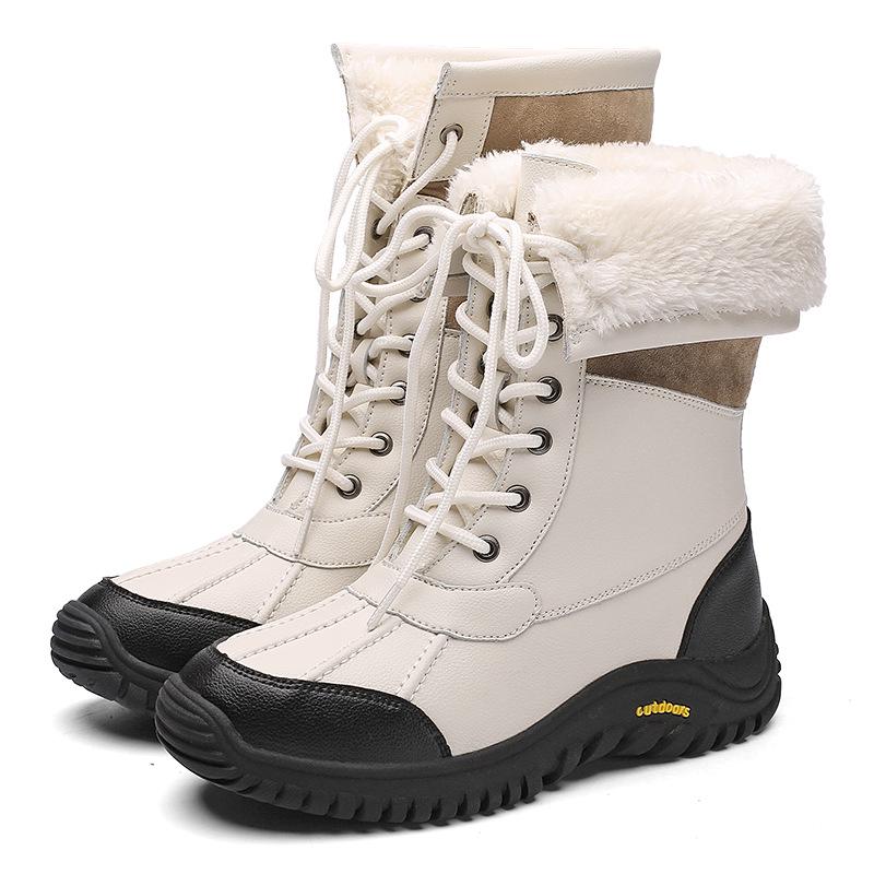 Women's Winter Snow Boots: Velvet-Lined, High-Top, Trendy, Warm Outdoor Footwear.