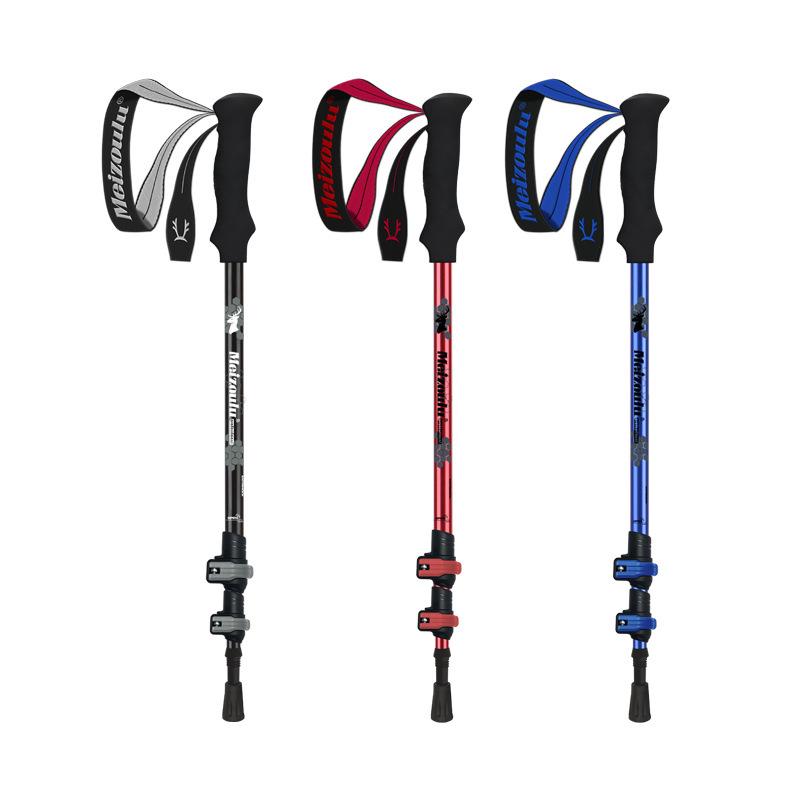 3-Section Telescopic Aluminum Trekking Poles: Multifunctional Hiking and Climbing Cane.