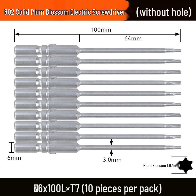 Nigao 802 Plum Blossom S2 Star-shaped Electric Screwdriver Bit, 6mm Round Shank with Magnet