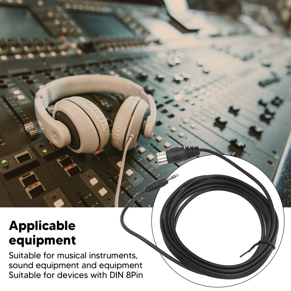 Din 8 Pin to 3.5mm MIDI Cable Male to Male 8 Pin Din to 3.5mm Cord for Musical Instrument Sound Equipment