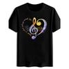 Yellow Treble Clef Print T-Shirt, Summer, Versatile, Sporty, Trendy T-Shirt