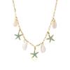 European and American vacation style starfish shell pendant 18K gold-plated necklace bracelet set light luxury niche design