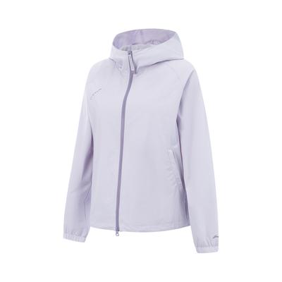 Comfortable Casual Minimalist Solid Color Sports Hooded Zip Windbreaker Women Outerwear Sea-Salt-Purple AFDVE68-8