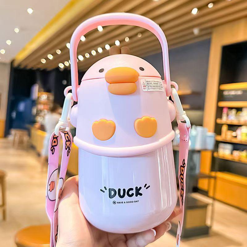 Adorable Pet-Inspired Girls' Thermos Cup - 316 Stainless Steel, Large Capacity, with Straw