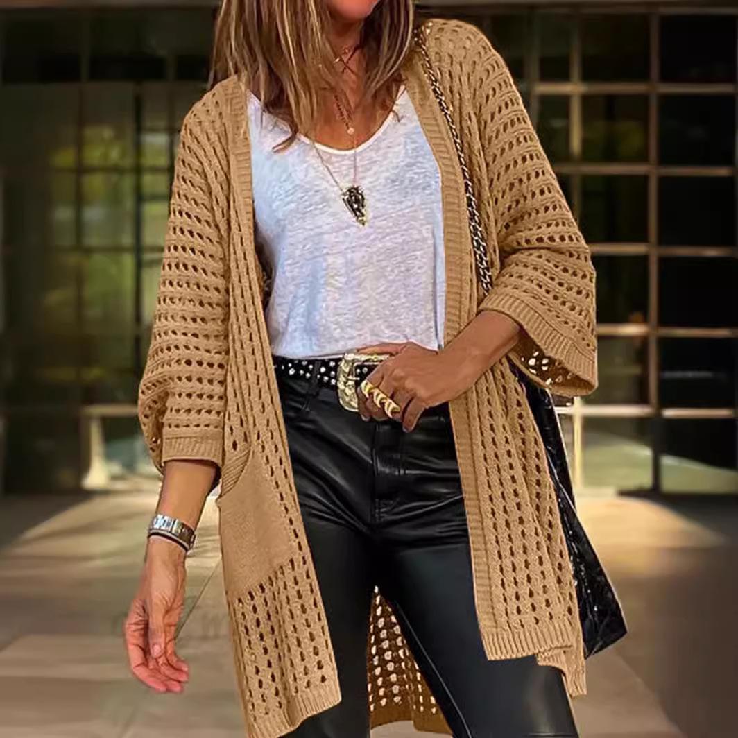 

Женский вязаный кардиган-пальто в корейском стиле - Весна/Осень Европейский и американский топ A25193 Medium верблюд