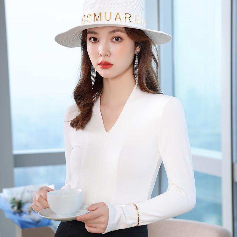 Women's Elegant V-Neck Long Sleeve Knit Base Top