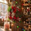 Christmas Artificial Pine Garland With Red Berries Cardinal Bird Wall Hanging Decor Holiday Home Interior