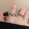 Black Drip Glaze Small Flower Åpningsring Kvinne Søt Retro Temperament Pekefingerring Allsidig nisjering med høy sans