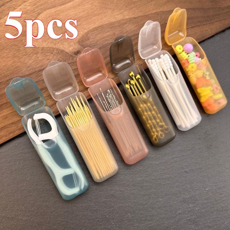 

Dental Floss & Swab Case - Portable Compact Pill Box with Toothpick Holder, Multi-Color Capsule-Shaped Containers for Oral Care