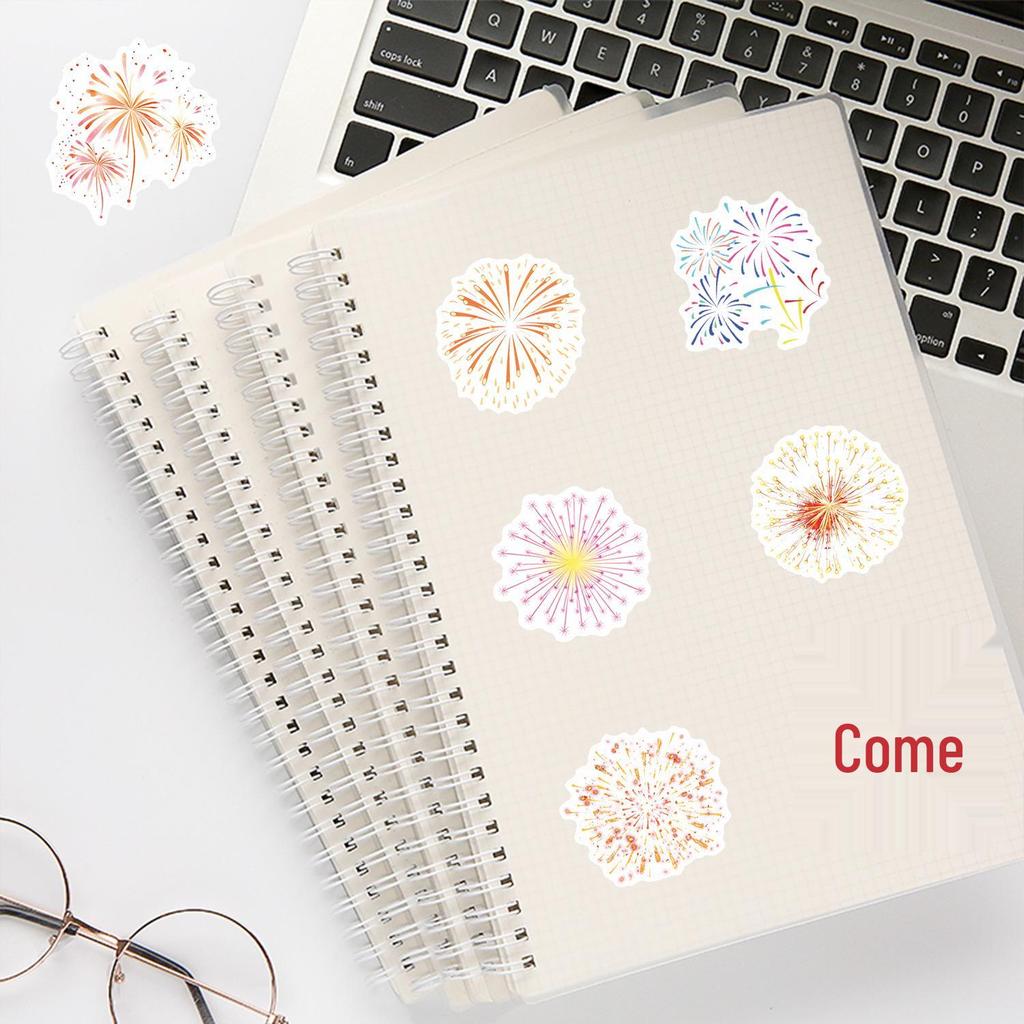 54 Sheets of Vibrant Fireworks Cartoon Graffiti Stickers for Festival Party Decoration, Journals, Suitcases, and DIY Projects