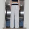 UNIFREE Faux Two-Piece Lace Stripe Wide-Leg Casual Pants