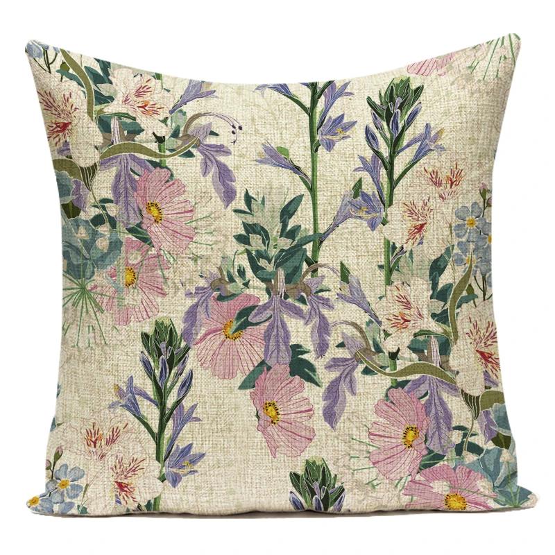 Decorative Throw Pillows Case Purple Plant Flower Lavender Polyester Pillow Cushion Cover For Living Room Sofa Car Home Decor