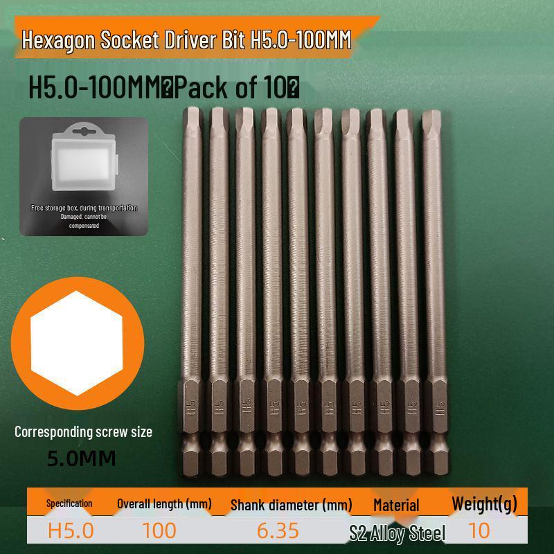 S2 Strong Magnetic Hex Socket Bit - High Strength, Shock Resistant for Hand Drills and Electric Screwdrivers