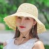 Cappello di Paglia a Tesa Larga Protezione UV Moda Casual Traspirante Cappellino da Spiaggia Cappello a Secchiello con Fiocco Cappello Panama Cappello Estivo Parasole
