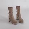 Small Super High Heel Short Boots Women's 2025 New French High-end Suede Thick Heel Thin Martin Boots