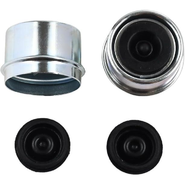 2Pcs 1.98 Inch Trailer Axle Dust Cap Cup Grease Cover Hub with Extra 2 Rubber Plugs, Compatible with Dexter EZ Lube Trailer Axles for Most 2000 to
