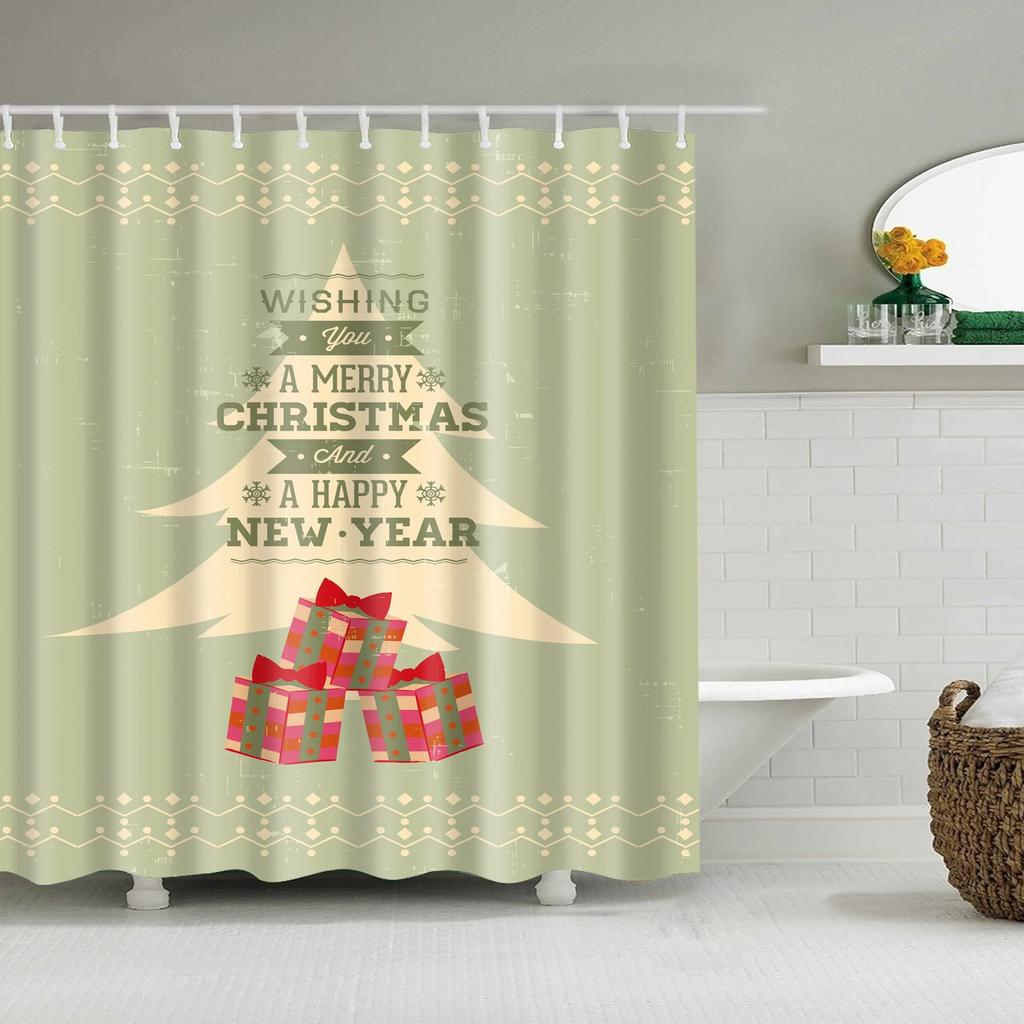 Waterproof Merry Christmas Bathroom Shower Curtains Snowman Santa Bell Elk Pattern Bath Curtain for Bathroom Home Decor
