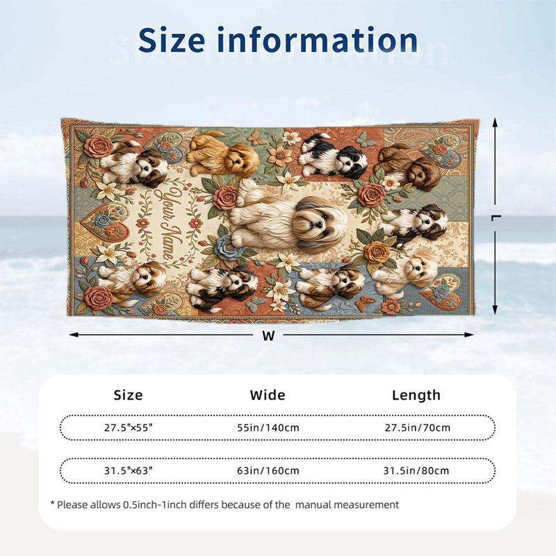Floral Garden Theme Beach Towel Personalized Custom Name & Text Soft Quick Dry Beach Towel for Swimming Travel