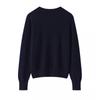 Womens 100% Cashmere Sweater Round Neck Pullover With Blueberry Embroidery Jacquard Knit Winter Layering