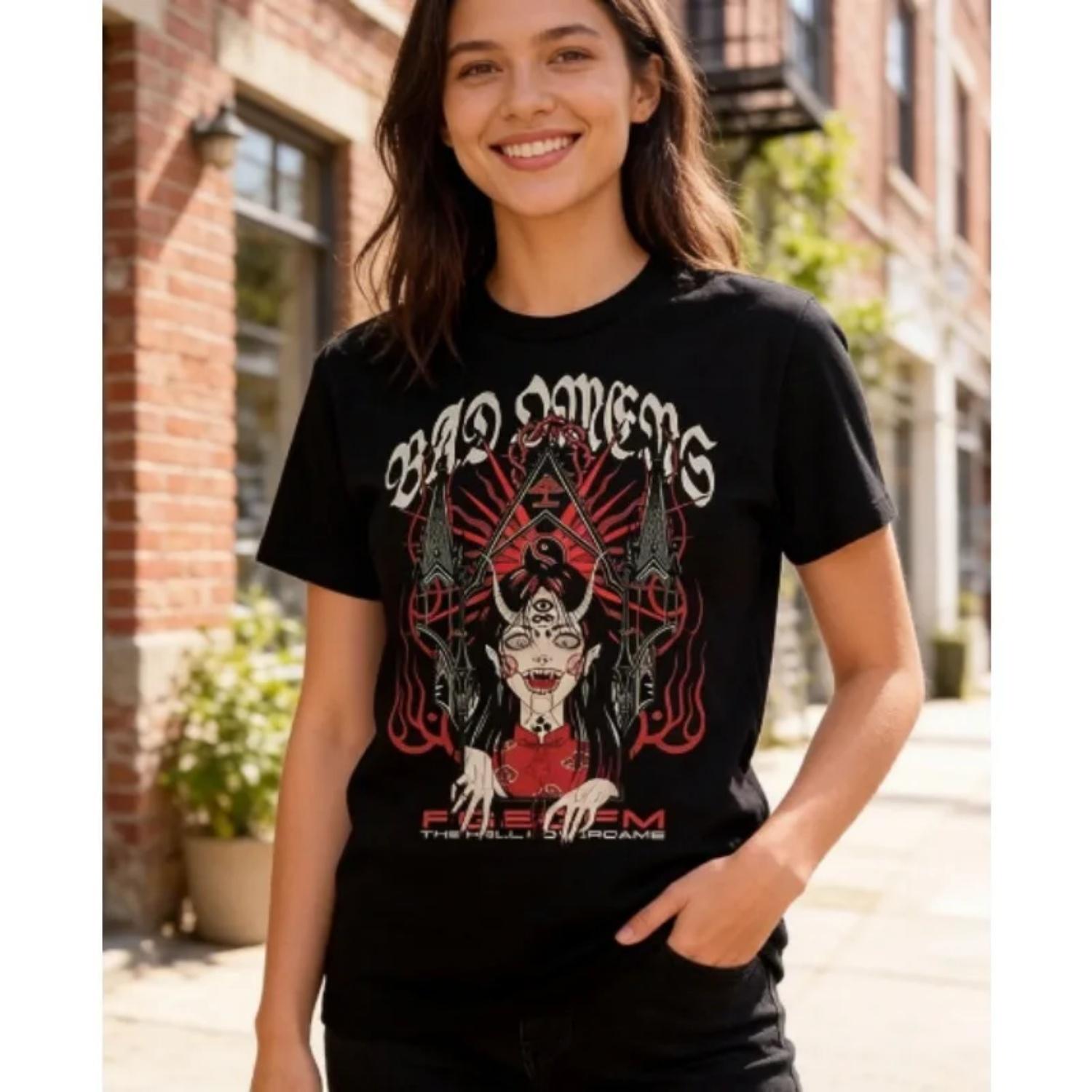 

Bad Omens Band Metal Core Rock American Retro Casual Loose Print Men s and Women s Cotton Short-sleeved T-shirt Summer T Shirt XXXXXL чорний