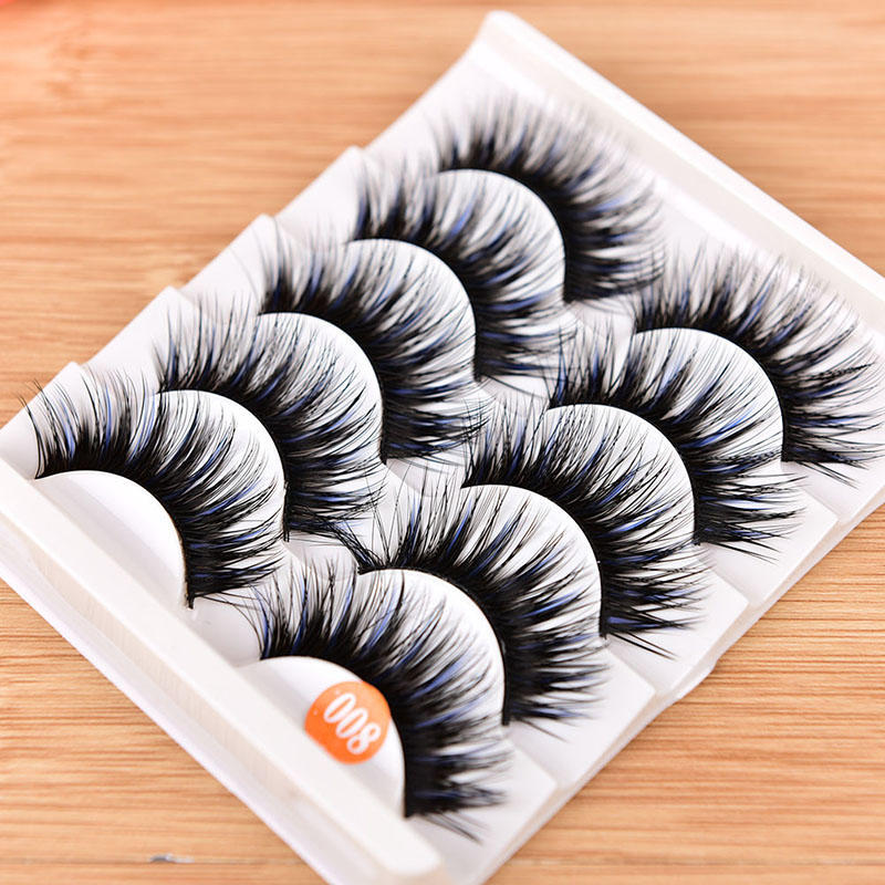 Buy 5 Pairs Eyelashes Buckle Thick Long Fake Eyelash Glues 3D Blue+Black Eye Lashes Our Favorite