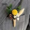 Bridal Party Floral Decor Dried Flower Boutonniere, Preserved Wedding Corsage, Rustic Natural Dry Gift Box Decoration Brooch Pin for Groom Bride