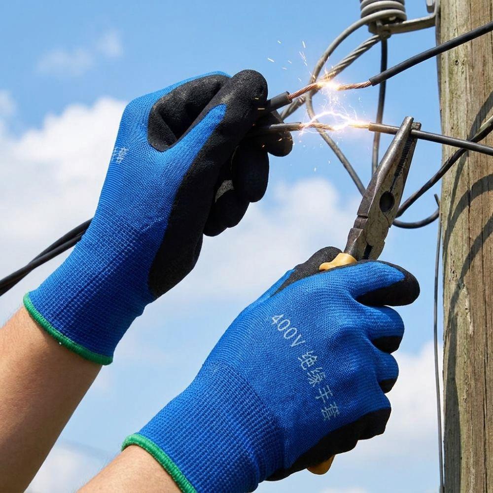 1 Pair Anti-Slip Grip Safety Protective Gloves Electrical Maintenance Gloves  Builder Hands