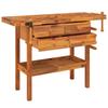 Vidaxl Banco da Lavoro con Cassetti e Morsa, 124x52x83 cm, Acero
