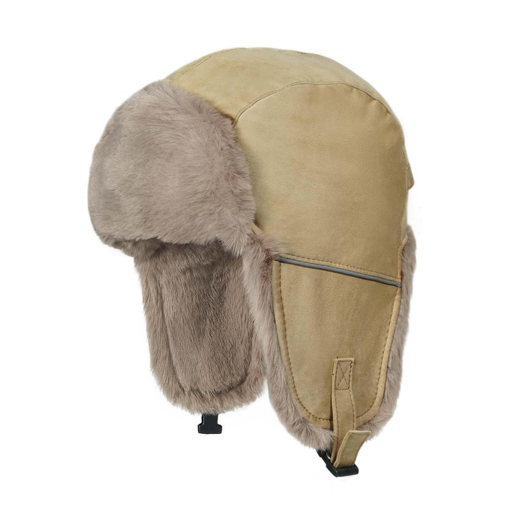 CROOGO Pilot Winter Hat with Ear Badlands Cold Bomber Perfect for Outdoor and Heavy Khaki Cap, Flaps, Warm, Cap, Skiing, Flying, Weather, Windproof,