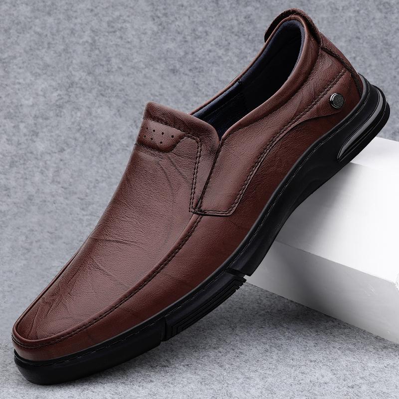 Fashion Men's Genuine Leather Shoes Wear-resistant Soles Outdoor Hiking Shoes Classic Brown Men's Oxford Shoes Anti Slip Versatile