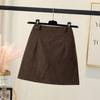2026 Autumn/Winter Plus Size Corduroy High Waist A-line Black Short Skirt