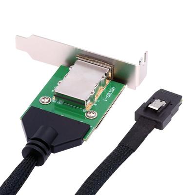 Cablecc Mini SAS Stecker auf Buchse Externes Verlängerungskabel mit PCBA Low Profile SFF-8087 SFF-8088 Halterung, 50cm, SF-083-36PIN-CC