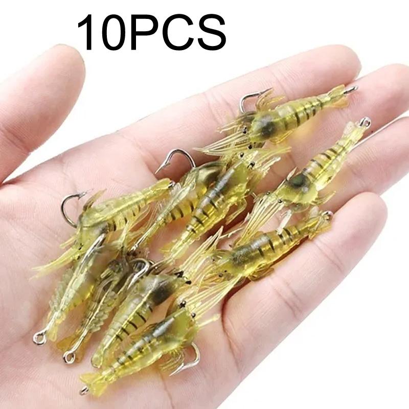 Soft Simulation Fishhook Garneles Garneles Lure Hook Tackle Bait Makšķerēšanas mānekļi Mākslīgā ēsma Gaismas garneles