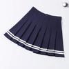 Striped High Waisted Pleated Skirt Stripe College Style High Waist Elastic Pleated Skirt